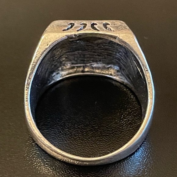 Natural black obsidian S925 silver ring size 11 - Picture 4 of 8